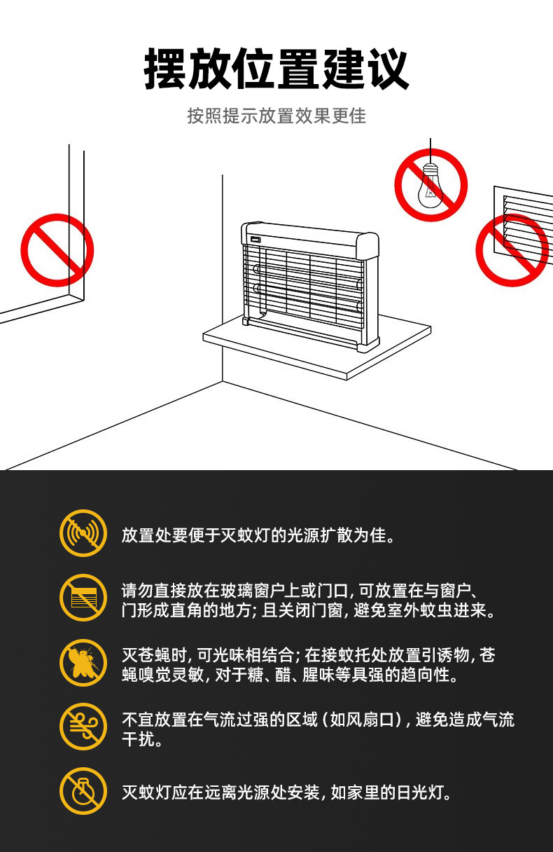 灭蚊灯商用灭蝇灯电击式LED电蚊灯户外吸驱蚊灯家用灭捕蚊器工厂详情20