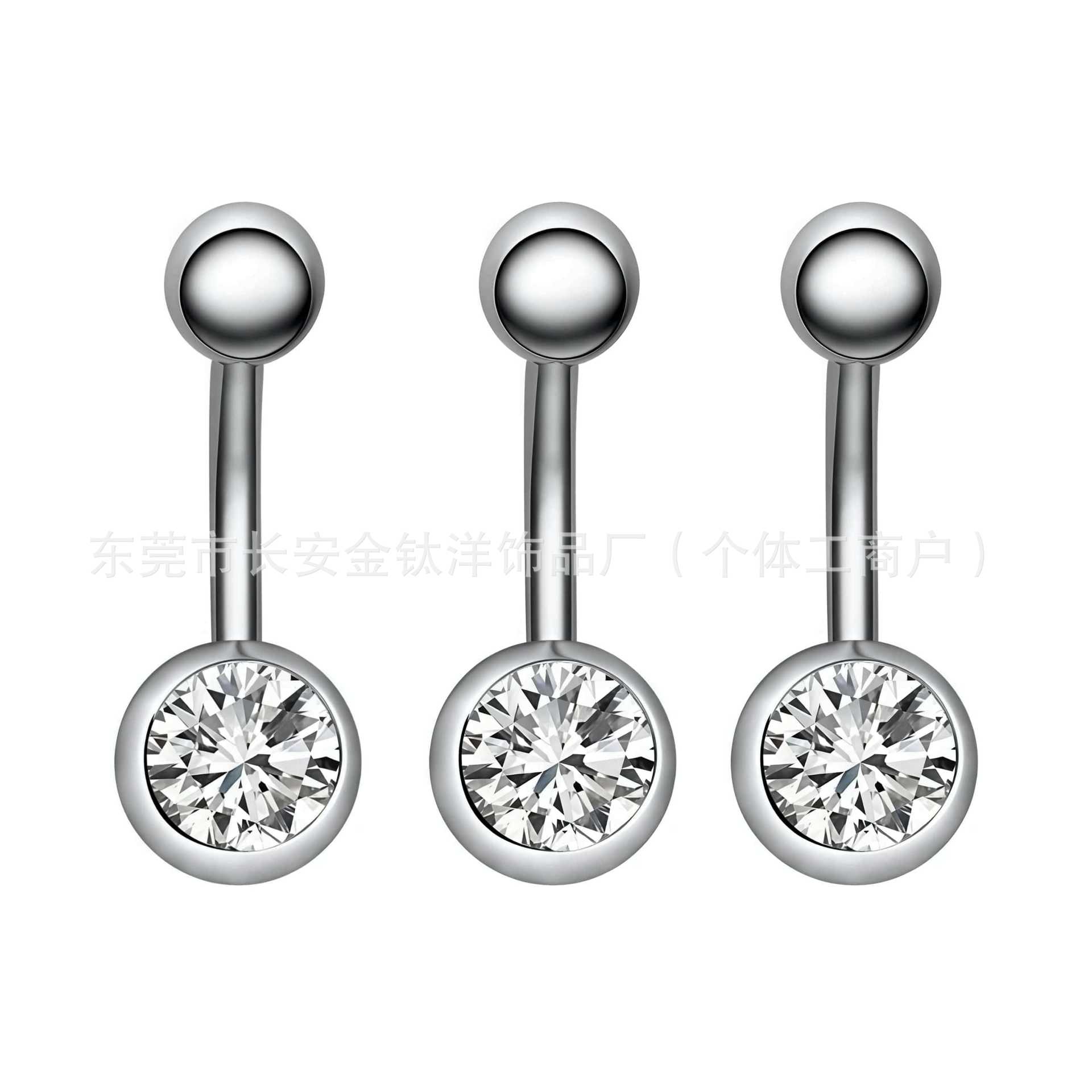 F136 Titanium External Thread Round Ball Single-Head Zircon Navel Ring - 1.6mm G23 Titanium Alloy Body Piercing Jewelry Belly Button Nail detail image 5