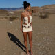 European and American Holiday Wind Bead String Strapless Split Belly Cover Slim dress Niche Design INS Net Red Same 2025