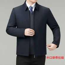 专柜棉衣男秋冬季中年爸爸商务休闲本命年羊毛棉服夹克加厚外套