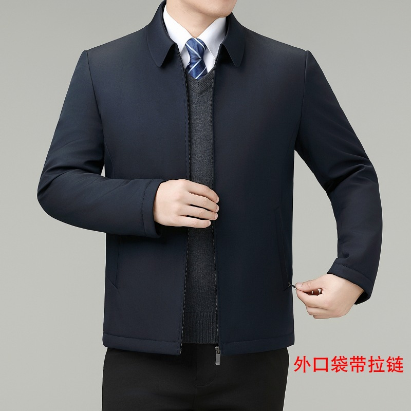 专柜棉衣男秋冬季中年爸爸商务休闲本命年羊毛棉服夹克加厚外套