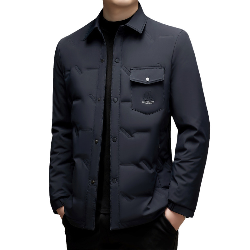 2025 Autumn and Winter Lightweight down Jacket Men's Lightweight Duck down Coat Business Casual Dad's Wear Lapel Shirt Jacket