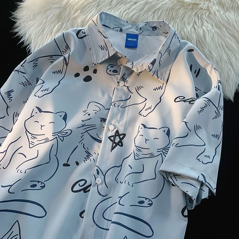 Japanese Anime Print Shirt, Summer and Autumn Women's Short-Sleeve Elastic Thin Korean-Style Loose Student Design T-Shirt