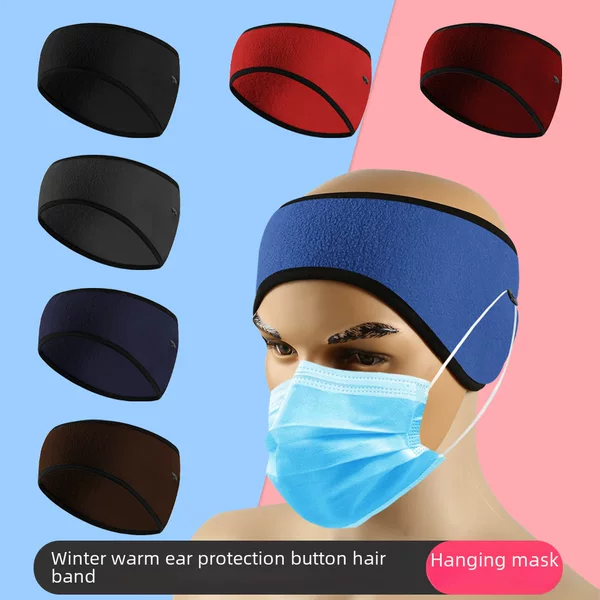 European and American autumn and winter Amazon explosive button hair band outdoor riding running cold wind fleece warm ear protection headband
