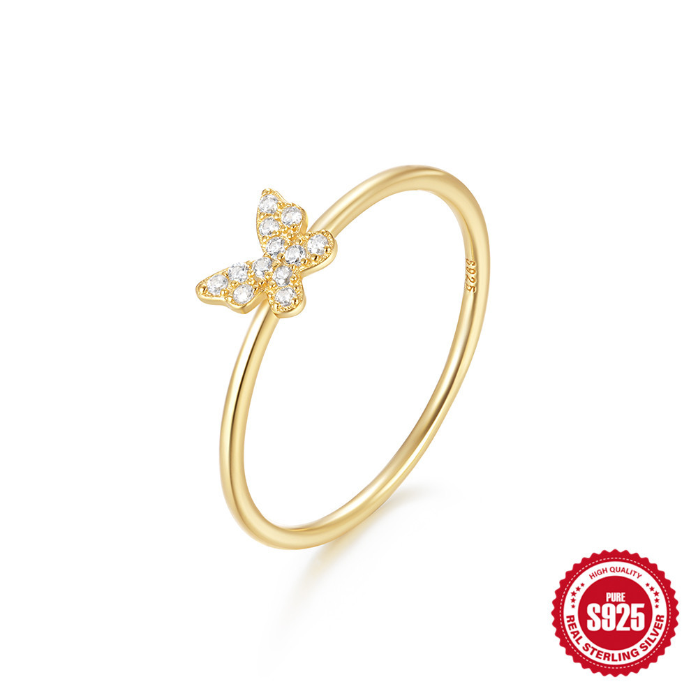 925 sterling silver butterfly diamond women's wedding engagement ring wedding rings European and American fashion index finger ring