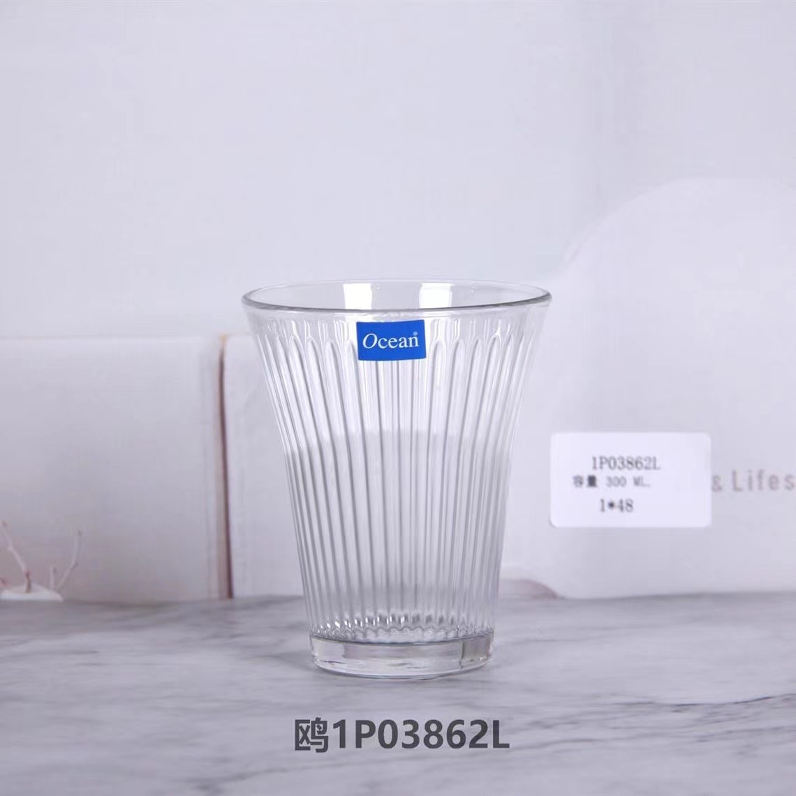 Importación de gran capacidad de fondo grueso laminado tazas de vidrio transparente brillante simple taza de cerveza taza de jugo taza de café
