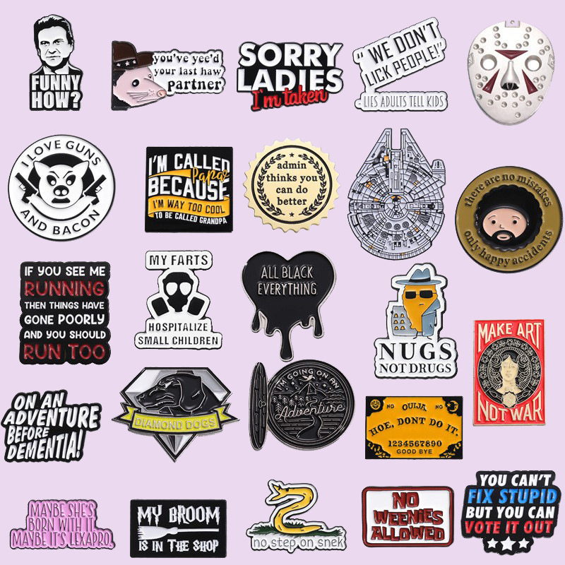 cartoon creative brooch with letters