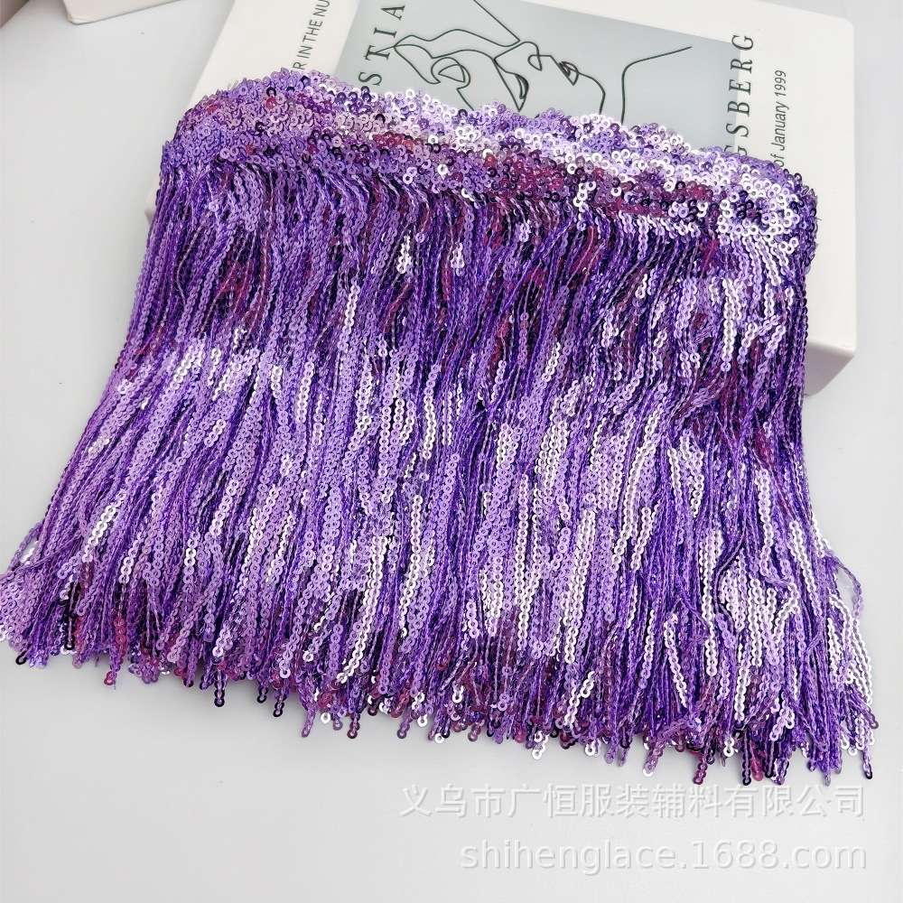 Accesorios de Encaje con Flecos de Lentejuelas Bordadas con Borde de Pico de Montaña de 17 cm y 35 Colores para Disfraces de Danza Latina, Zapatos y Bolsos