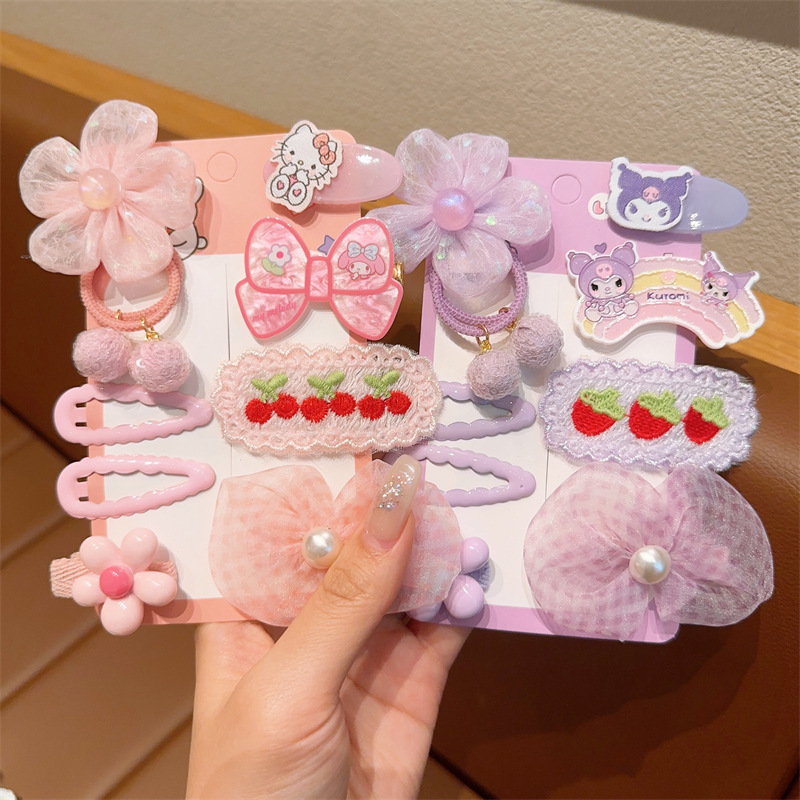 Malla infantil arco flor horquilla linda chica jalea color dibujos animados horquilla flequillos lado pelo roto bb clip