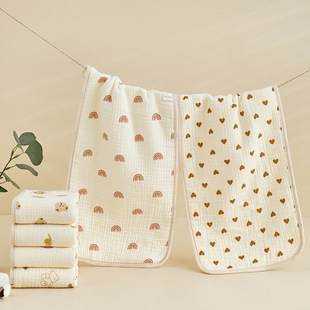 Cotton Children's Scarf Six-layer Printed Gauze Square Scarf Baby Wash Face Small Towel Cross-border Baby Burp Scarf