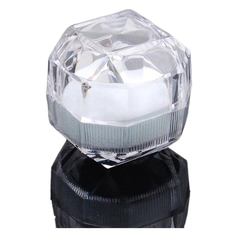Caja de anillos de acero inoxidable con forro de terciopelo de cristal transparente, caja para pendientes y joyas de tuerca, caja de joyería de alta gama.