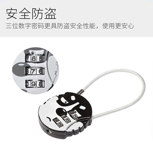 Small and portable luggage anti-theft password lock cartoon puppy round steel wire locker bicycle lock wholesale 