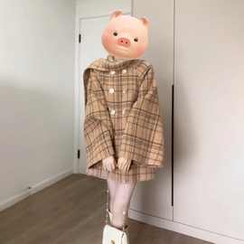 格子毛呢大衣女2025秋冬新款小个子小香风气质中长款百搭毛呢外套