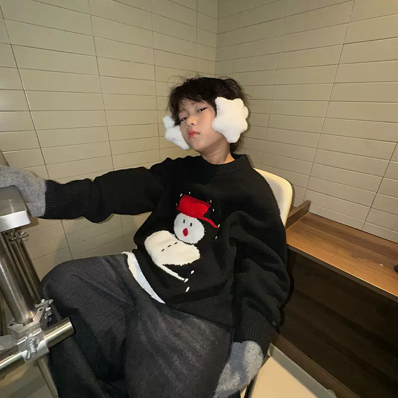 儿童毛衣以鸿制衣2025秋季童装新款雪人针织衫毛线衣儿童韩版上衣