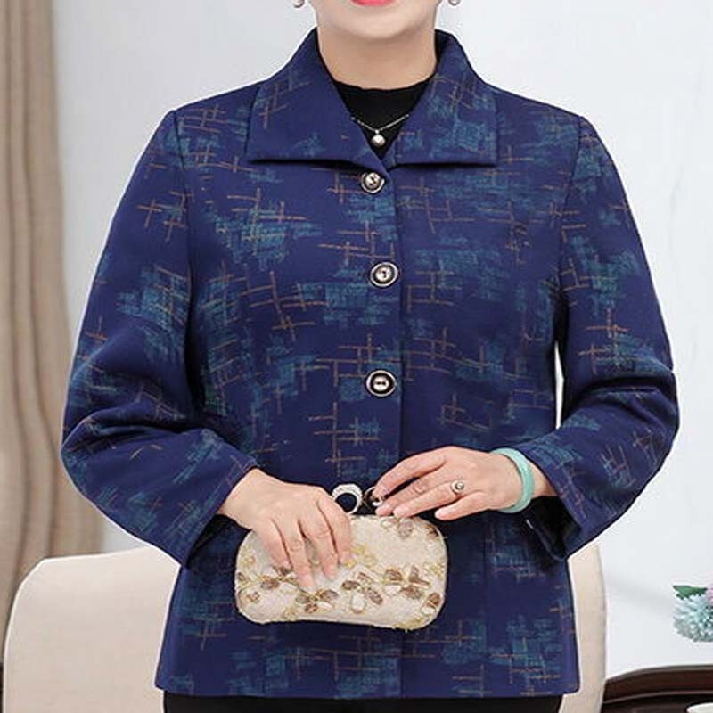 2025年中老年女装新款中厚外套妈妈装春秋长袖开衫宽松奶奶装上衣|undefined