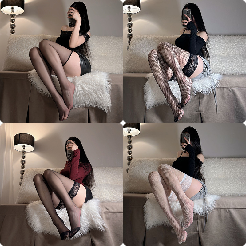 Long Stockings Sexy Black Stockings Summer Thin Thigh Lace Black Half Knee Socks Pure Desire White Silk High Stockings