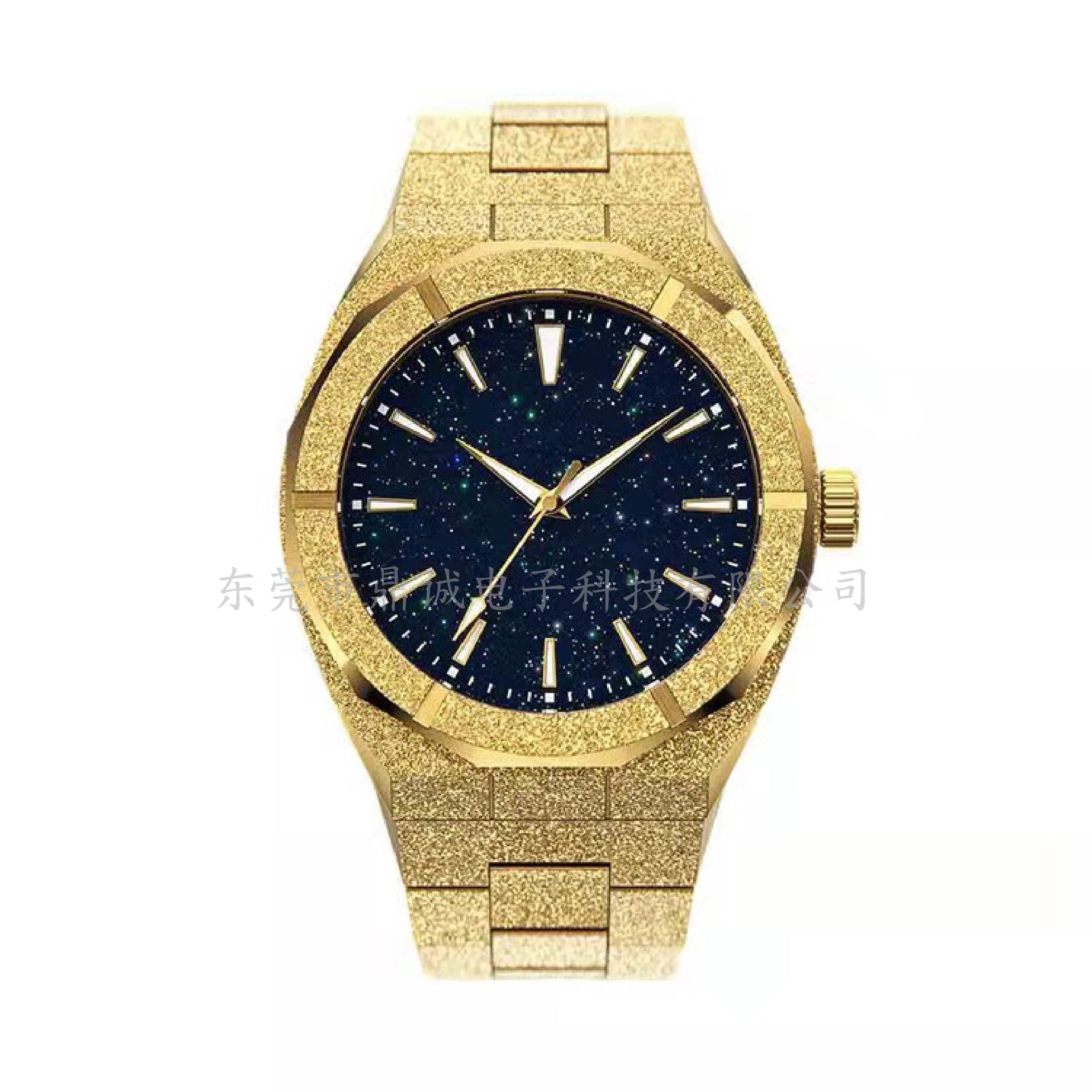 Nuevo reloj de cuarzo de acero inoxidable PR transfronterizo oro acero reloj de arena luz nocturna estrella reloj de hombre literalmente un
