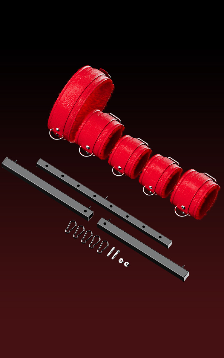 Jiuai SM One-Line Adjustable Bondage Handcuffs in Black PU with Contrasting Color — detail image 20