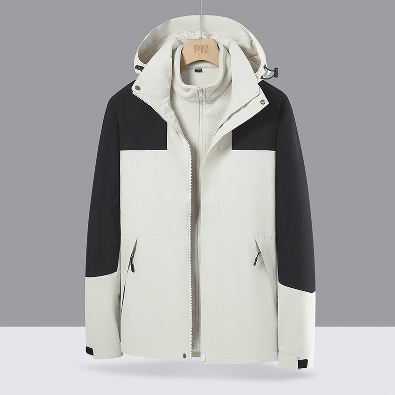 爆款登山服户外冲锋衣男女情侣款防风防水三合一外套夹克刺绣logo|undefined