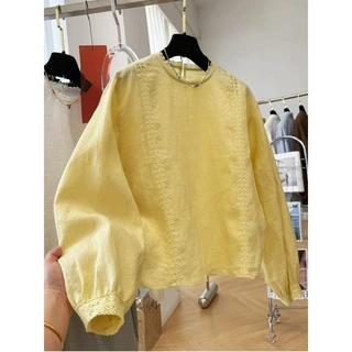 蕾丝拼接衬衣女春秋高级感轻奢减龄洋气独特漂亮新款小衫上衣新款