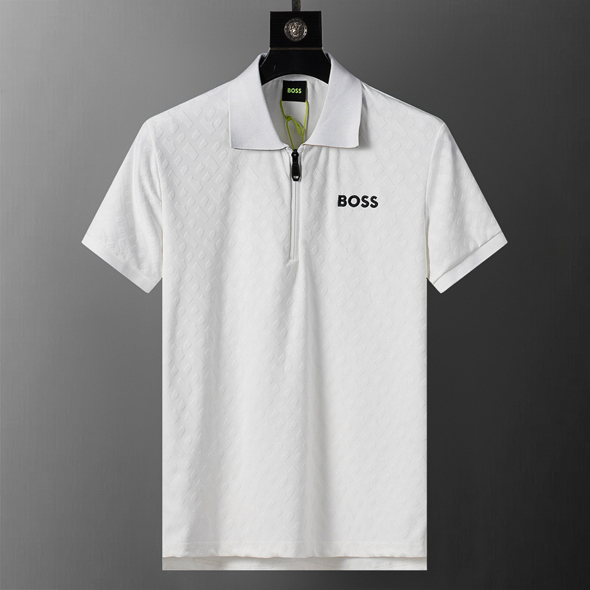 Cross-border versión correcta 26 nuevo polo para hombres color sólido negocios Jacquard casual con solapa de punto manga corta 1