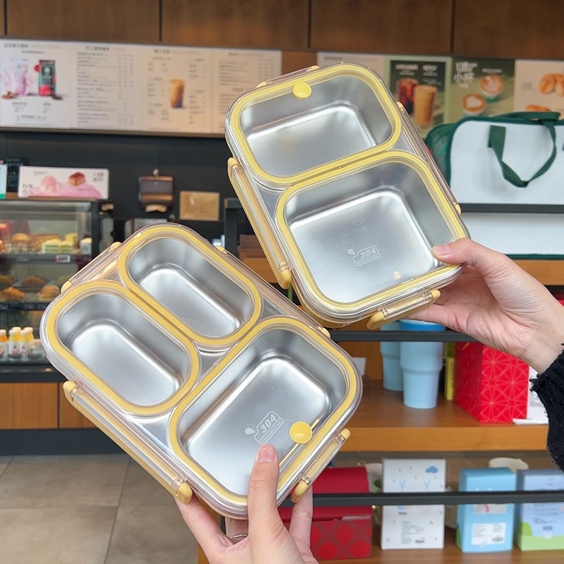 304食品级不锈钢饭盒分格带盖2025新款微波炉加热上班族便当餐盒|undefined