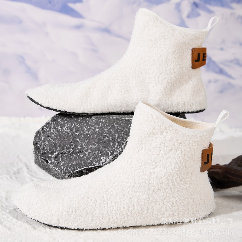 Cross-Border Men's and Women's Large Size Autumn and Winter Warm Fleece-Lined Thickeneded Socks Korean Style Warm Velvet Women's Socks Thickeneded Snow Long Cotton Shoes