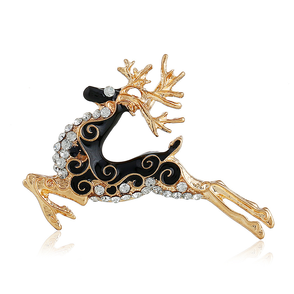 Chencui Diamonds Halskette mit weihnachtlichem Elch, Pulloverkette und Brustnadel mit doppelter Verwendung_voghion.com