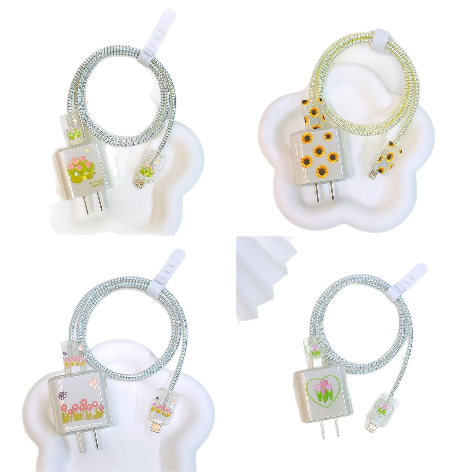 Aplicable a Apple 18W/20W cargador de carga rápida cargador de concha protectora cubierta protectora transparente cáscara suave alambre morder dispositivo pintado