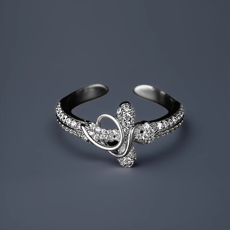 Adjustable Cross Ring With Zircon Diamonds Vintage Style Unisex_voghion.com