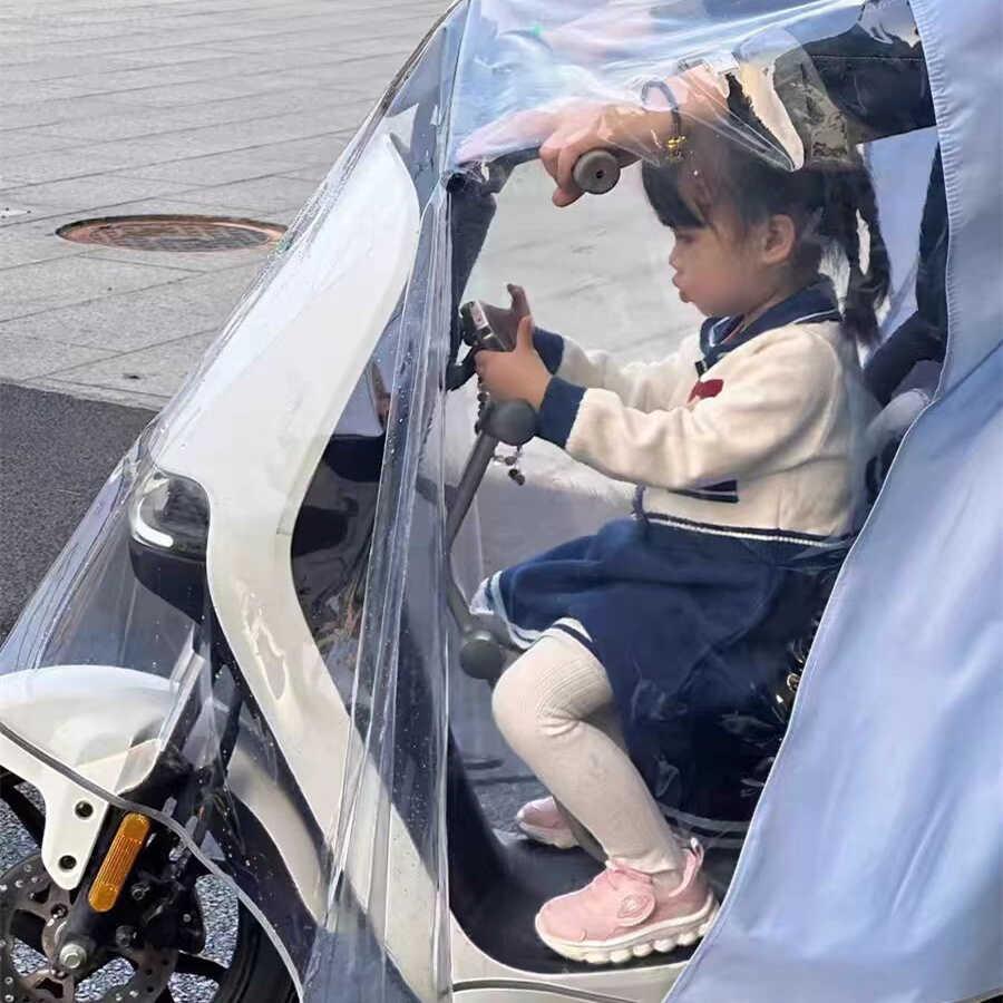 더블 비옷 전기 차량 인간-성인 안티 폭풍우 3 인 크림 바람 증가 두껍게 젖지 않는 비오는 날 유물