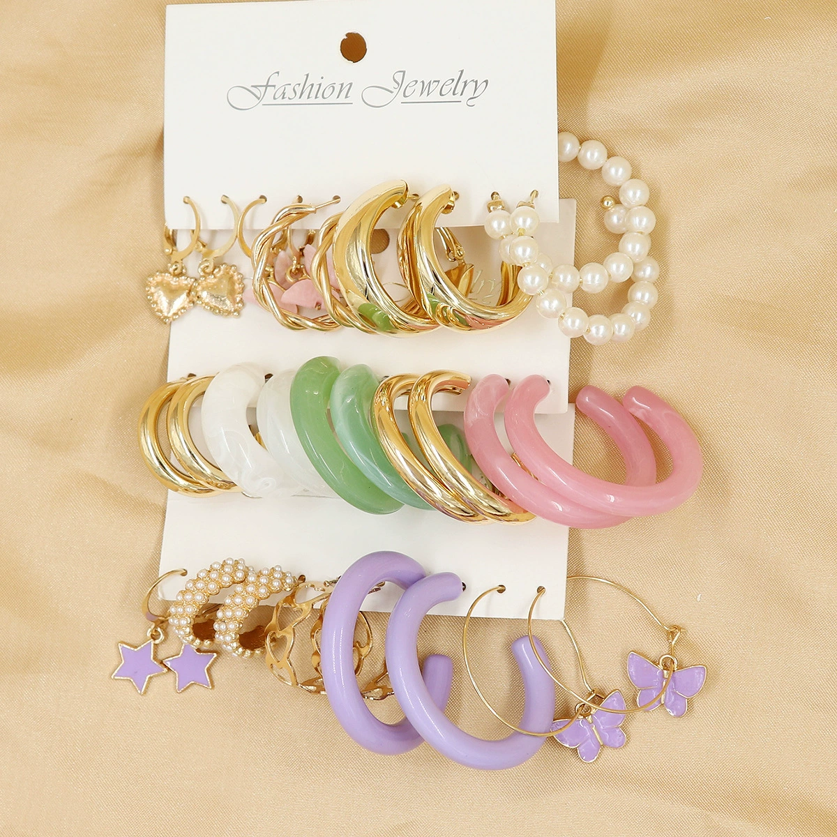 Metal Earrings Set, Retro Creative Design with Pigtail Hooks, Simple Elegant, Assorted Colors
