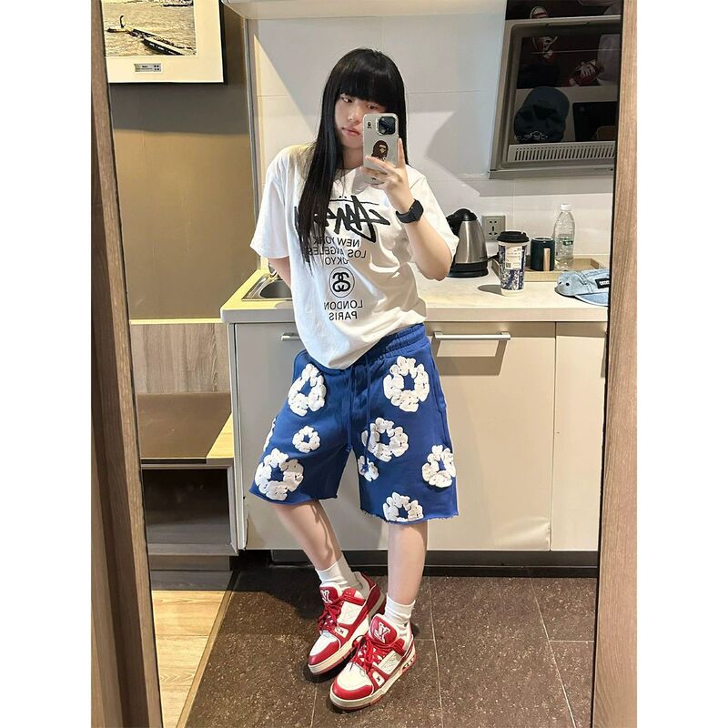 Blue Kapok trendy sports shorts for men and women, summer American-style heavy-duty fitness basketball pants, breathable quarter-length shorts Blue Kapok trendy sports shorts for men and women, summer American-style heavy-duty fitness basketball pants, breathable quarter-length shorts