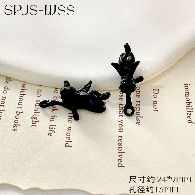 小众哥特风棘刺爱心小猫天使钉球吊坠配件材料项链耳饰diy小配件|undefined