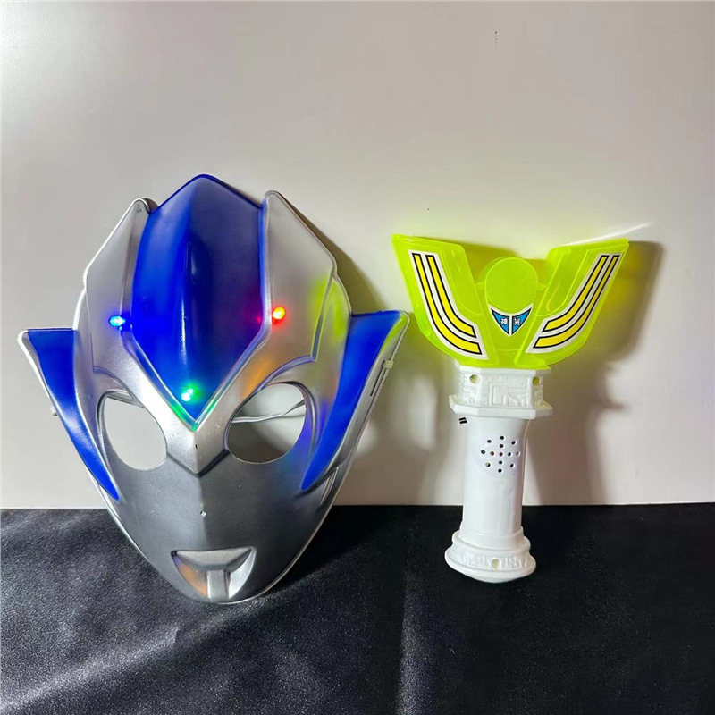 Niños Grigor luminoso máscara de dibujos animados chico flash espada transformación varilla retráctil parque mercado nocturno puesto