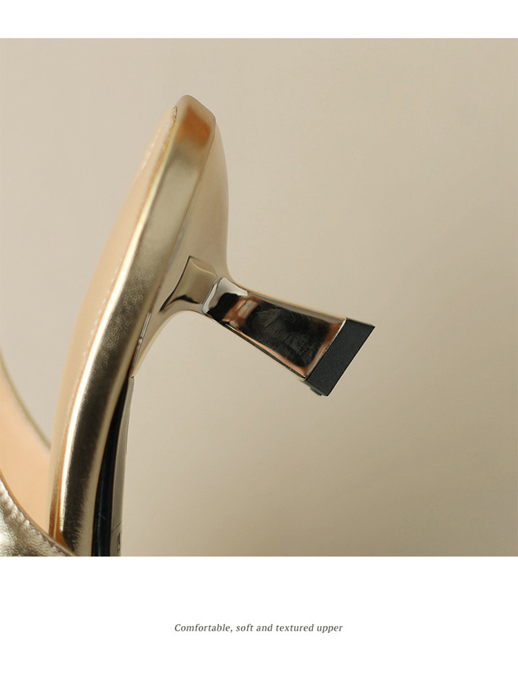 Sandal cao gót nữ mũi vuông hở mũi, gót thô 5.5 cm, phong cách Hàn Quốc, miệng nông — Da lộn cừu màu đen chi tiết 25