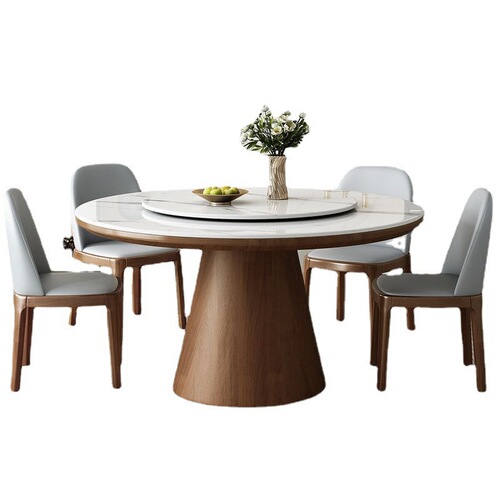 Luxury and simple Nordic modern style Italian home high-end small apartment octagonal chair solid wood round table 