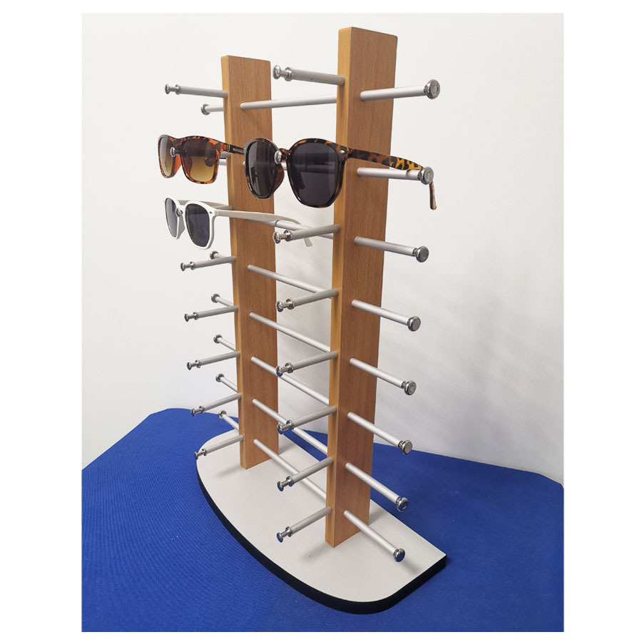 双排16付木纹太阳眼镜架子展示架展示道具桌面货架多用途展示架