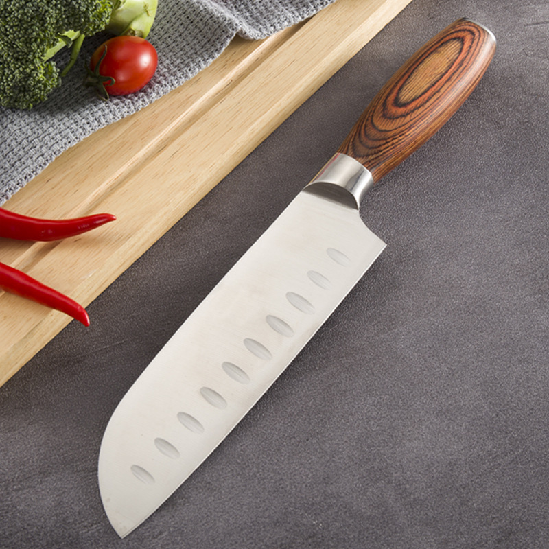 Cuchillo de frutas, mango de madera de color, cuchillo de acero inoxidable multipropósito, cuchillo de cocina afilado japonés, cuchillo de corte, cuchillo de cocina