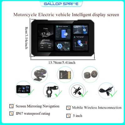 Motorcycle driving recorder System CarPlay/Android Auto - 5inch-carplay-host-unit-dvr-recorder-tpms-tire-pressure-monitor