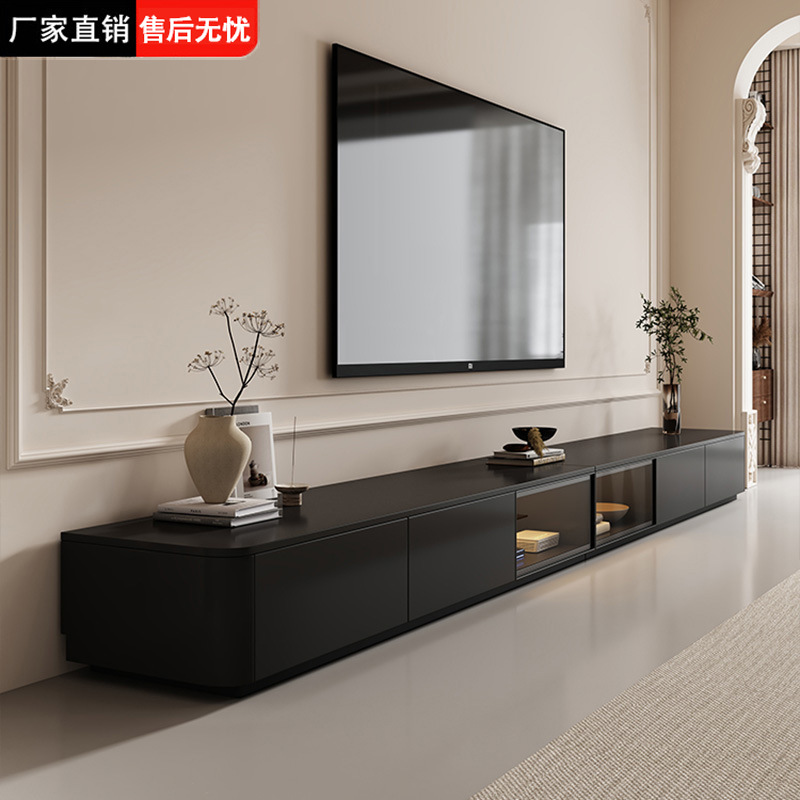 Tv Cabinet for Home Living Room Small Apartment Storage Integrated Cabinet Solid Wood Floor-Standing Multi-Grid Tv Cabinet Coffee Table Combination