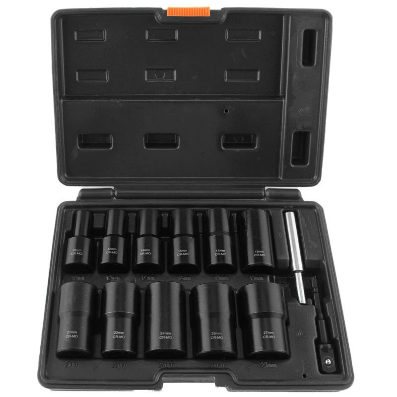 Набор инструментов для извлечения винтов с поврежденными ржавыми гайками, 13 предметов, с удлиненной головкой и реверсивной резьбой.