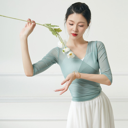Classical dance, ethnic modern body rhythm dance costumes performance attire Chinese dance training attire art exam female chiffon dress ballet