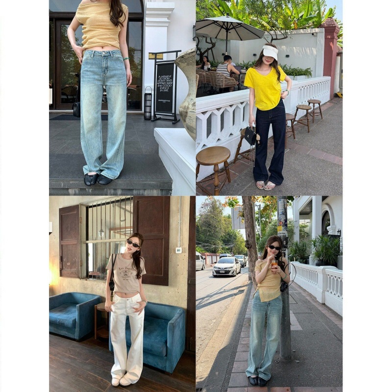 Im Towards the Supermodel Narrow-Fit Magic Pants! Super Slimming and Leg-Straightening Narrow-Fit Straight-Leg Pants for Women, Elastic Low-Waist Jeans