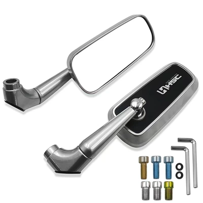 Hot-Selling Universal Motorcycle Electric Vehicle Aluminum Alloy H2C Rearview Mirror Anti-Glare Mirror Modification (Motorcycle rearview mirror) - white-mirror
