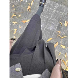 孕妇春秋冬托腹半身裙宽松大码显瘦高腰 遮胯a字毛呢百褶裙中长款