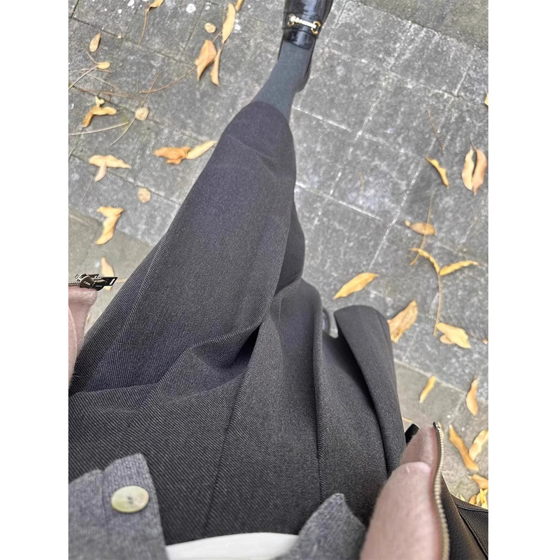 Pregnant Women's Spring Autumn and Winter Belly-supporting Skirt Loose plus size Slimming High Waist Hip Covering A- line Wool Pleated Skirt Mid-length