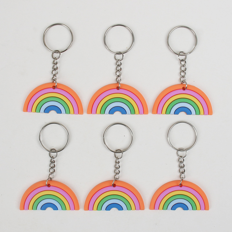 Creativo de siete colores del arco iris llavero colgante Día de San Valentín bolsa de coche llavero adornos pequeño regalo accesorios del arco iris