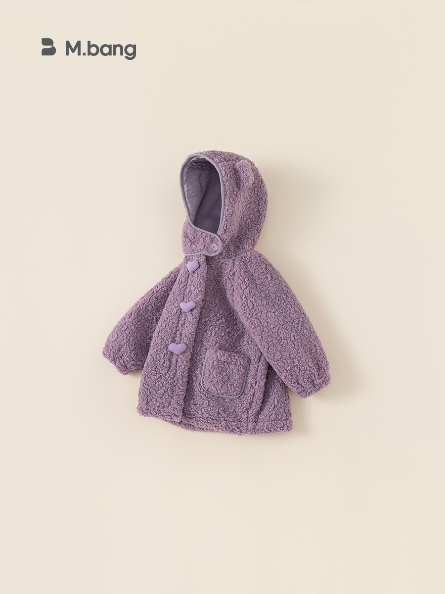 Babycity invierno abrigo para niños estilo coreano ropa para niños niñas abrigo de piel púrpura largo superior DY23174