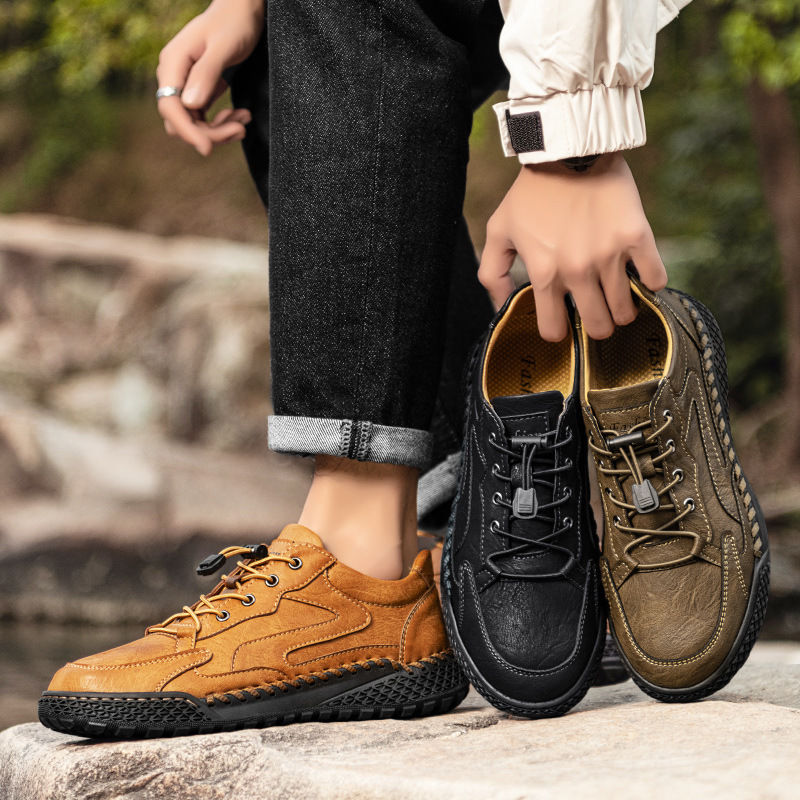 Autumn And Winter Plus-Size Handmade Stitched Shoes, Fashionable, Versatile, Breathable Casual Shoes For Men, High-Top S_vogvips.com